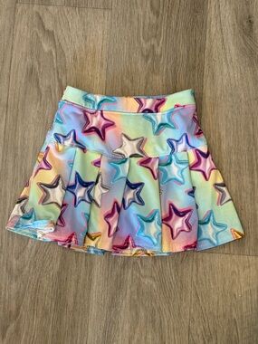 Girls Rainbow Star Print Skater Skirt - Multicolor